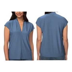 BUFFALO DAVID BITTON WOMEN'S LIGHT BLUE V-NECK BLOUSE SIZE XL